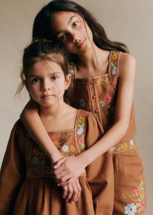 Top Paloma - Broderie Contrastée Fond Marron — image 2
