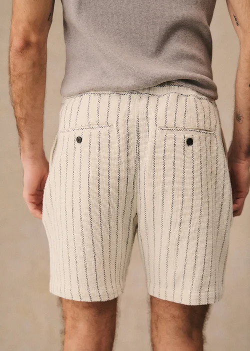 Short Priam Texturé - Écru Rayures Bleues — image 3