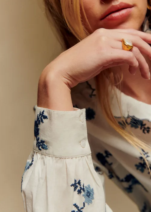 Chemise Chlo - Bico Bleu Fond Ecru — image 3