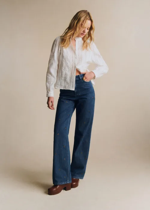 Pantalon Le Wide Leg - Bleu Foncé Oeillet — image 4