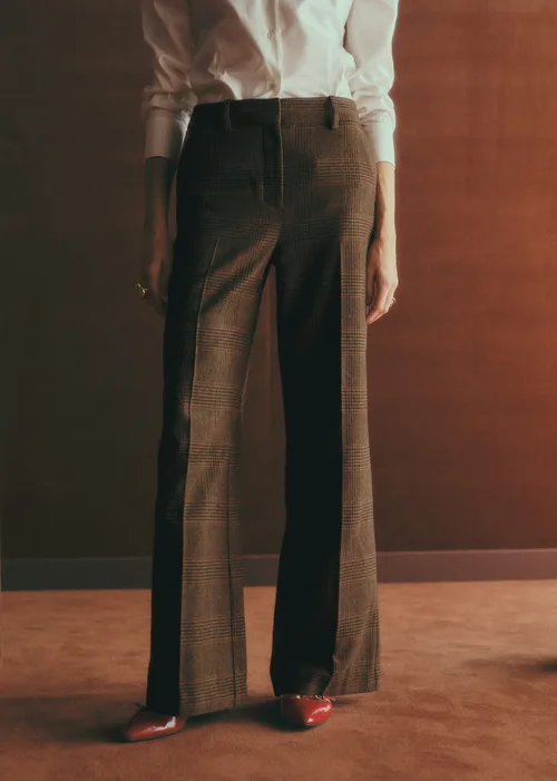 Pantalon Asma - Carreaux Marron Foncé Orange
