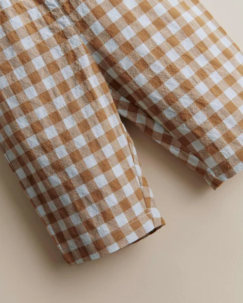 Pantalon Edgar - Vichy Gaufré Bleu Caramel — image 3