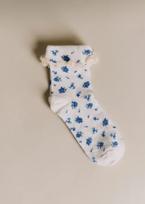 Chaussettes Alissa - Fleurs Bleu