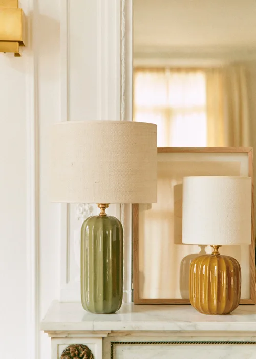 Lampe Traviata - Vert sauge - Abat-jour Dolce - Jute Écru — image 3