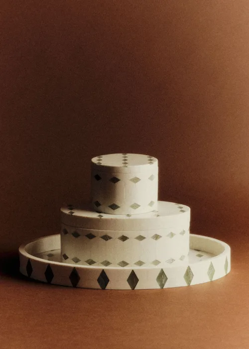 Plateau Ovale - Losange Ecru et Vert — image 4