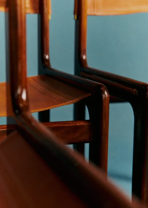 Lot de 4 chaises Gigi Radice années 60 - Cuir et Bois de Rose — image 5