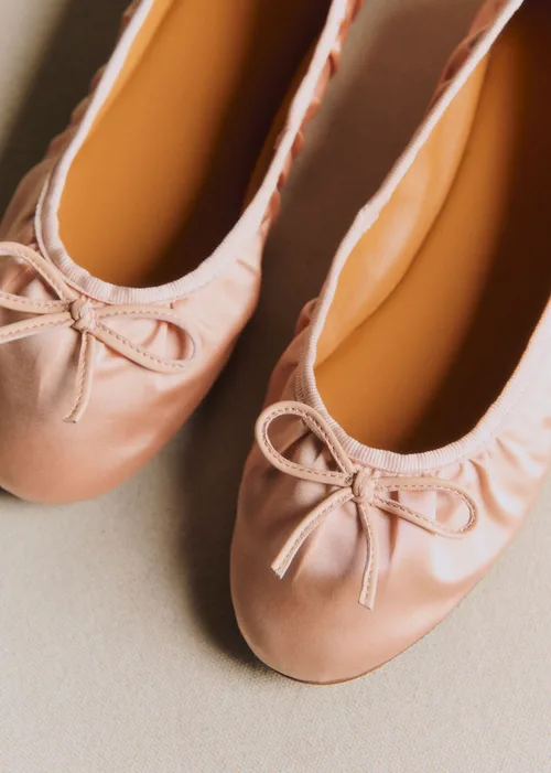 Ballerines Low Agathe - Rose Pâle Satin Plissé — image 4
