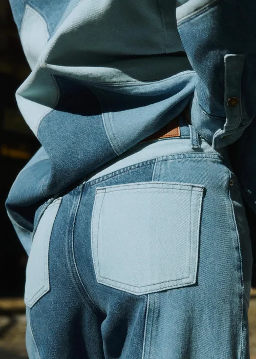 Pantalon Le Wide Leg - Patchwork Denim Bleu Clair — image 3