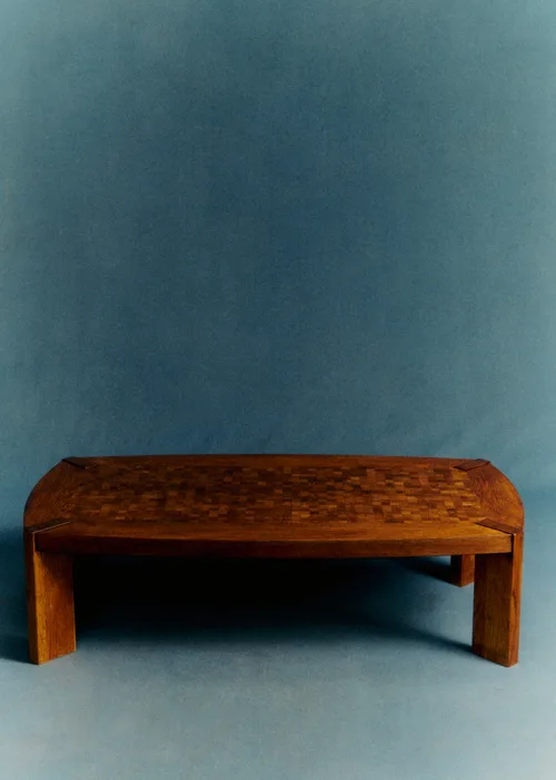 Table basse vintage en marqueterie - Marquetterie Bois