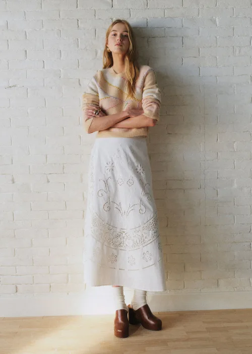 Jupe Solya - Sézane x SEA NY - Broderie Unie Ecru — image 3