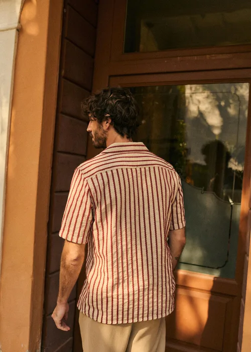 Chemise Holt Texturée - Beige Rayures Rouille — image 3