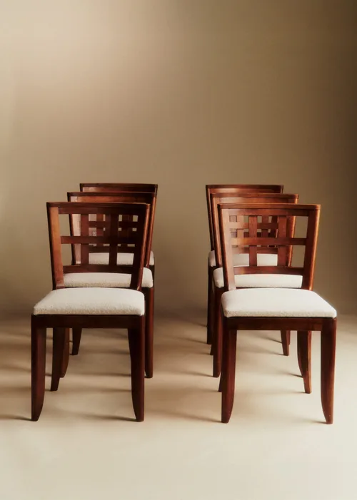 Lot de 6 chaises vintage hêtre - Hêtre teinté