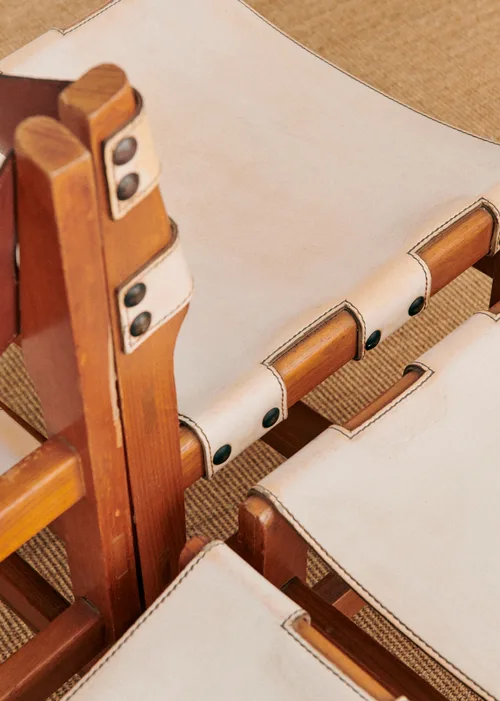Lot de 6 chaises Maison Regain années 1960 - Orme et Cuir — image 8