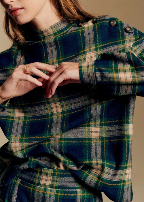 Blouse Ozalée - Carreaux Vert et Bleu — image 3