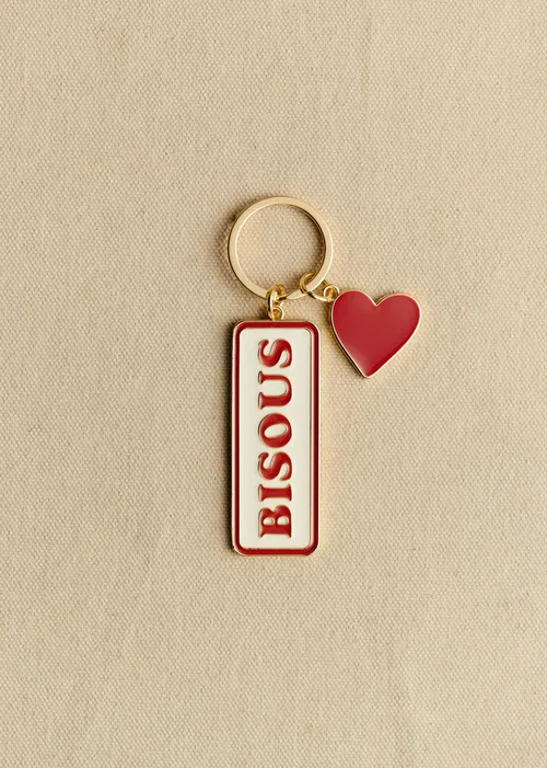 Porte-clé mot - Rouge "Bisous"