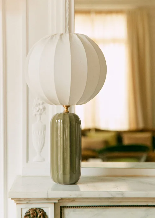 Lampe Traviata - Vert sauge - Abat-jour Sonate - Écru — image 3