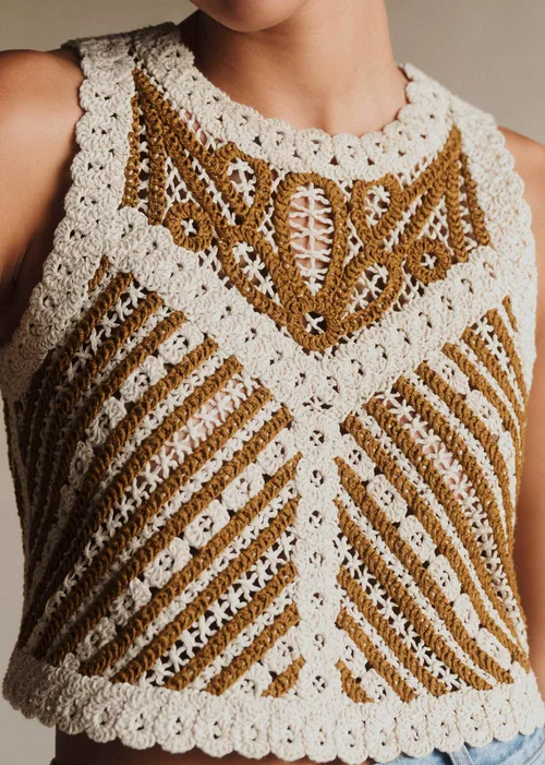 Blouse Ilona - Écru / Camel — image 2
