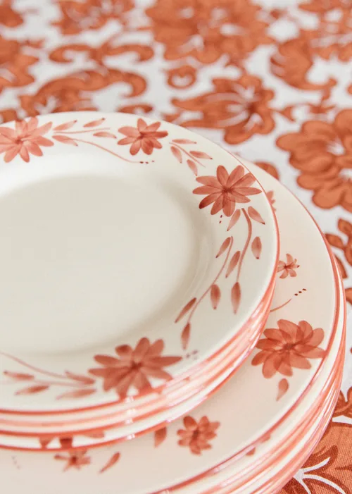 Set de 4 assiettes à dessert - Fleurs de Jardin - Terre de sienne — image 2