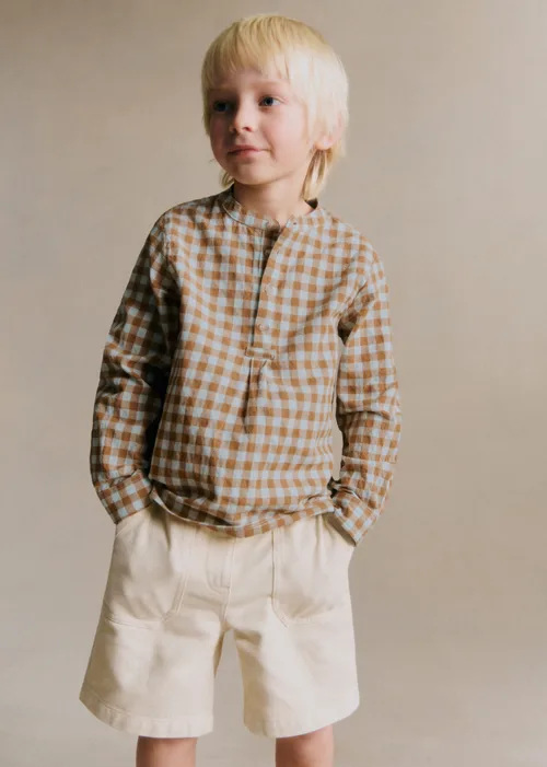 Chemise Sacha - Vichy Gaufré Bleu Caramel — image 2
