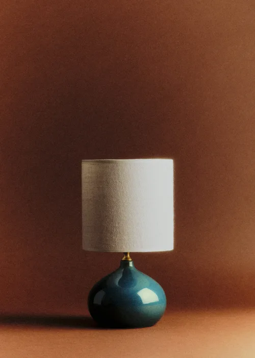 Lampe Banjo petit modèle - Bleu Orage - Abat-jour Dolce - Jute Écru — image 5