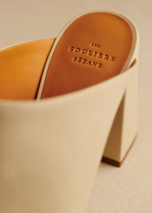 Mules High Bruna - Crème lisse — image 4