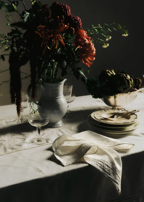 Set de 2 serviettes brodées - Ecru Uni — image 2