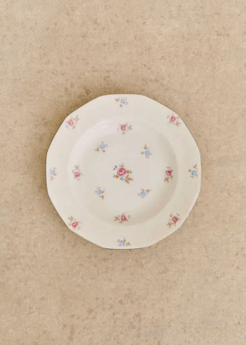 Assiettes creuses anciennes, Fleurs anglaises - Lot de 4 assiettes creuses - Décor n°5