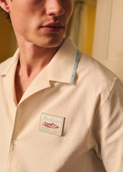 Chemise Nautical - Écru Broderie Bleue — image 3