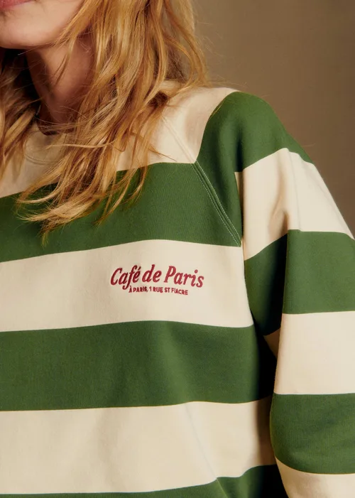 Sweat-Shirt Café De Paris Brodé - Crème / Vert — image 3