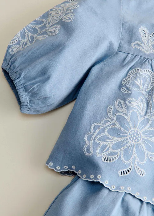 Blouse Noelia - Bleu Vintage / Broderie Aurélia — image 3