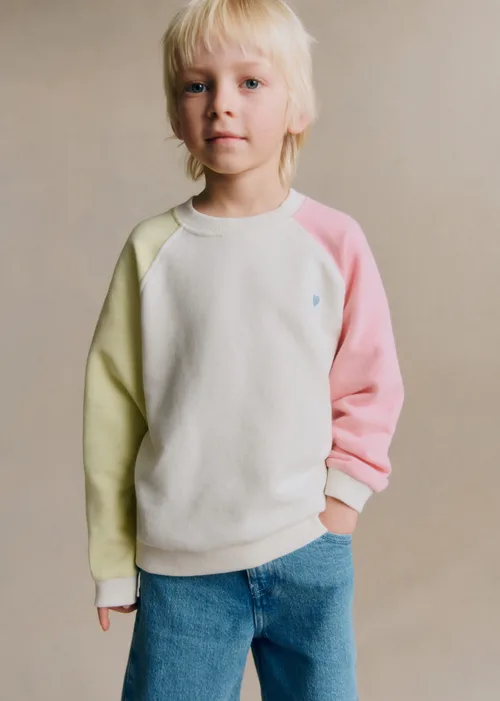 Sweat-Shirt Tommy - Ecru / Rose pastel / Jaune citron — image 6