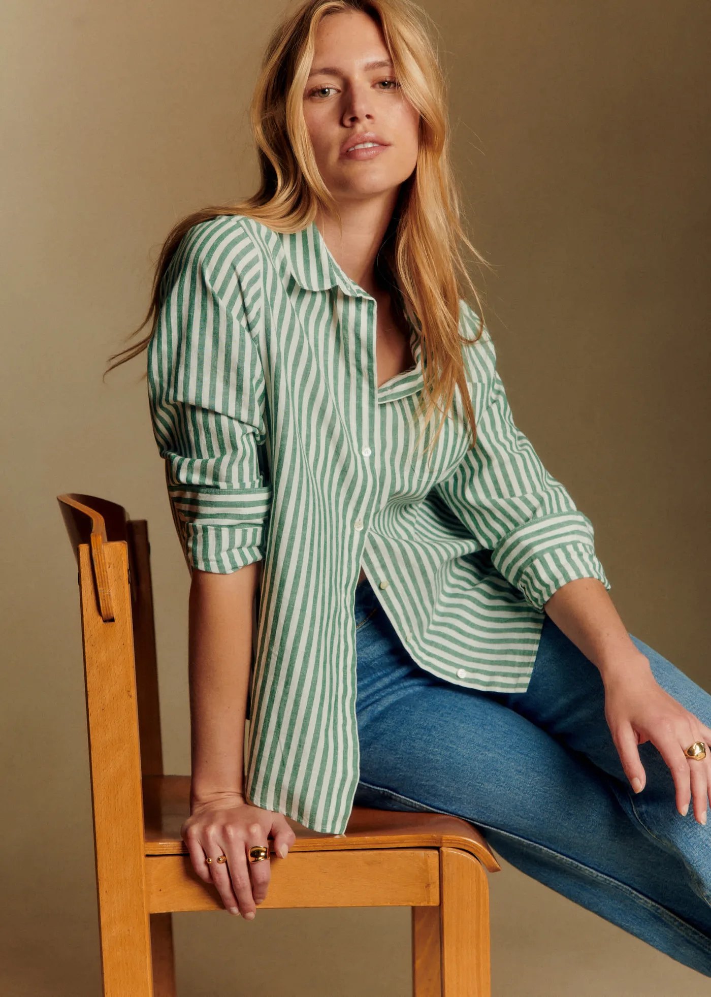Chemise Tomboy - Rayures ecru vert