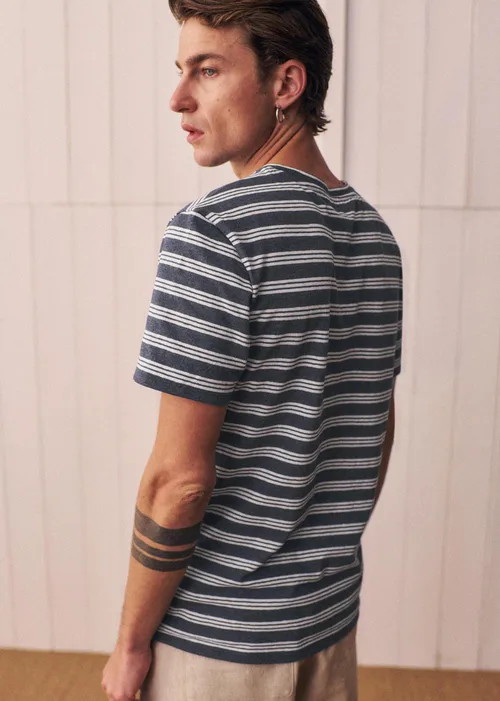 T-Shirt Fabio - Bleu Chiné / Écru — image 4