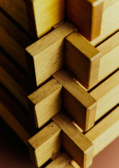 Lampe cubique vintage en bois - Bois — image 3