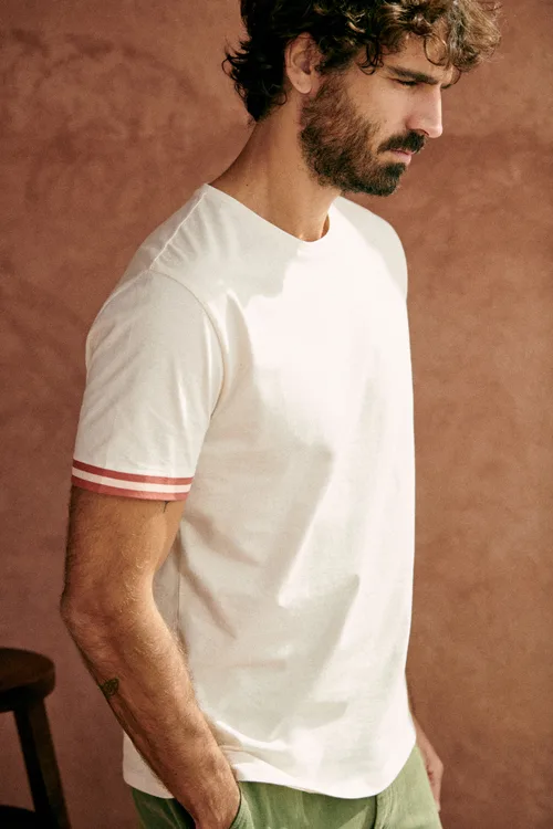 T-Shirt Lucio - Écru Rayures Rose — image 3
