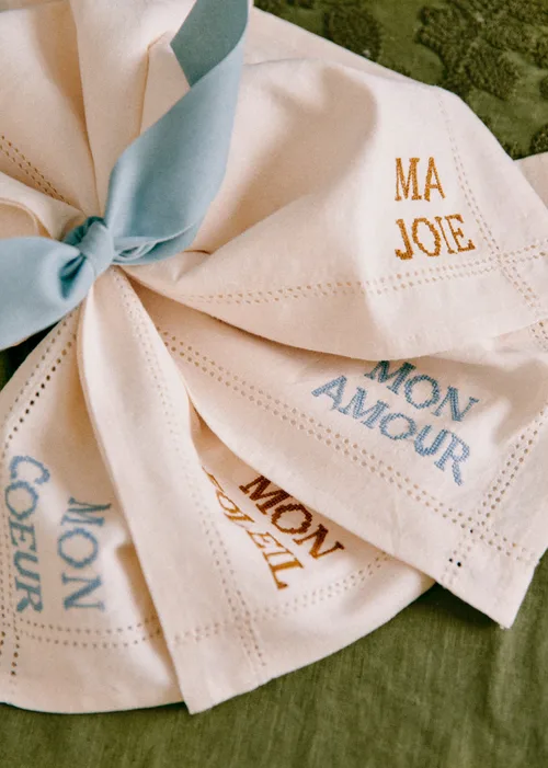 Set de 4 Serviettes - Les Mots brodés - Ecru — image 4