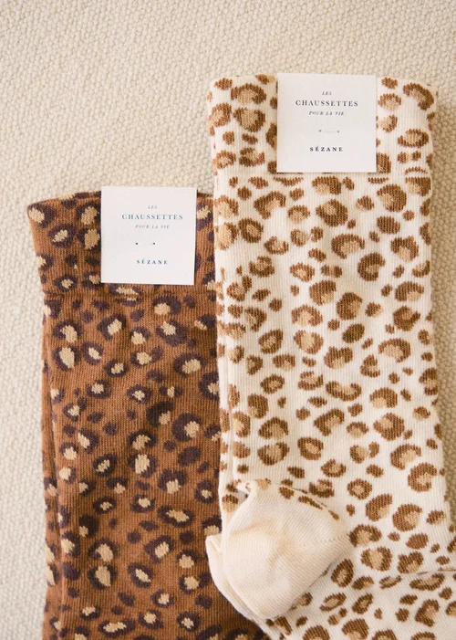 Chaussettes léopard - Léopard Crème