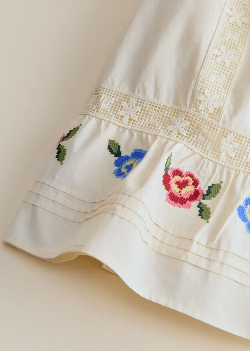 Robe Liara - Broderie Placée Fleur Multico Fond Ecru — image 5