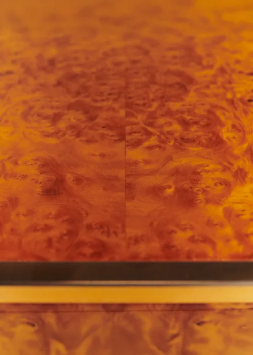 Table basse en loupe d'orme finition laiton et piètement bois - Loupe d'orme — image 4