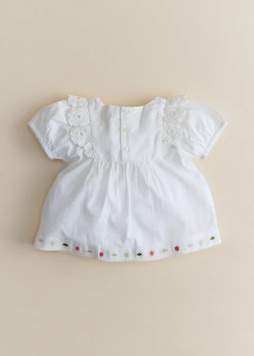Blouse Joanna - Broderie Contrastée Tricolore Fond Ecru — image 4