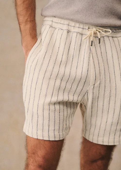Short Priam Texturé - Écru Rayures Bleues — image 4