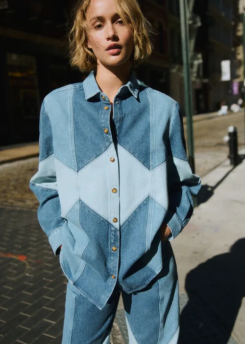 Chemise Marzia - Patchwork Denim Bleu Clair