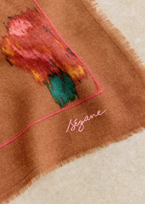 Foulard Maryse - Fleurs chinées fond café — image 4