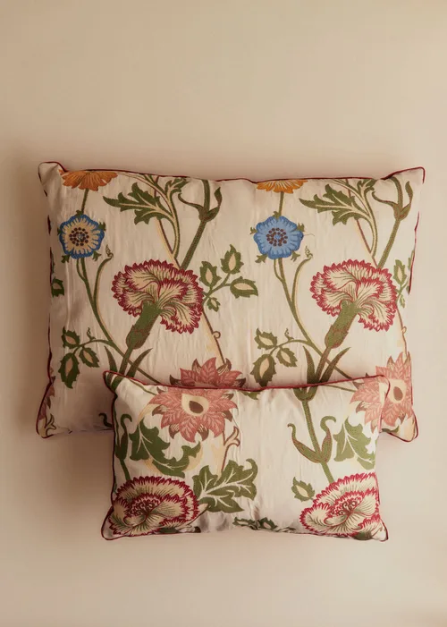Coussin vintage velours blush - Petit modèle - Imprimé Chrysanthèmes