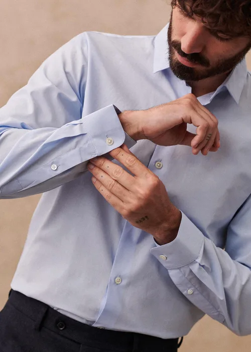 Chemise Allen Popeline - Fil à Fil Bleu — image 1