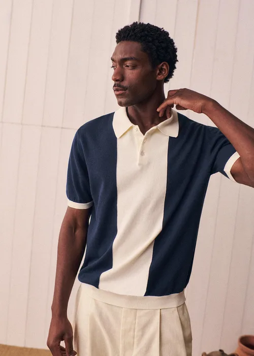 Polo Maille Tommaso - Marine / Ecru