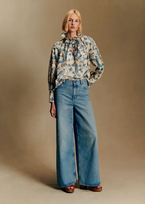 Blouse HILLIS - Sézane x Antoinette Poisson - Imprimé Oiseaux Bleus — image 3