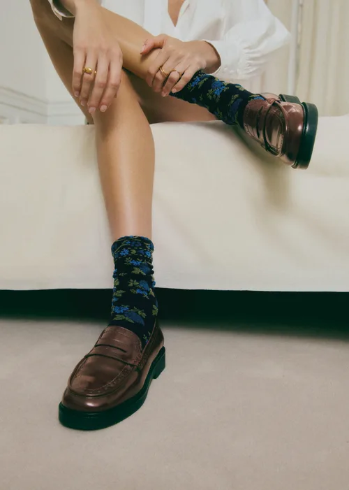 Chaussettes Lio - Fleurs Bleues — image 3
