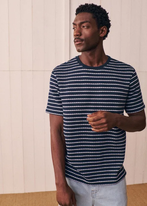 T-Shirt Varon - Marine Rayures Blanches — image 5