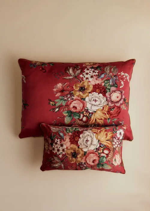 Imprime Bouquet Floral Fond Rouge